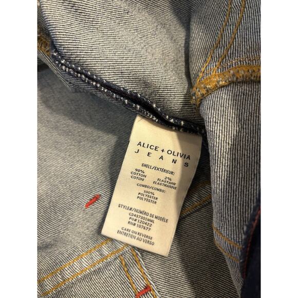 *Gorgeous* ALICE AND OLIVIA Wide Flare Leg Fitted Denim Zip Jumpsuit Size 25 - Picture 4 of 15